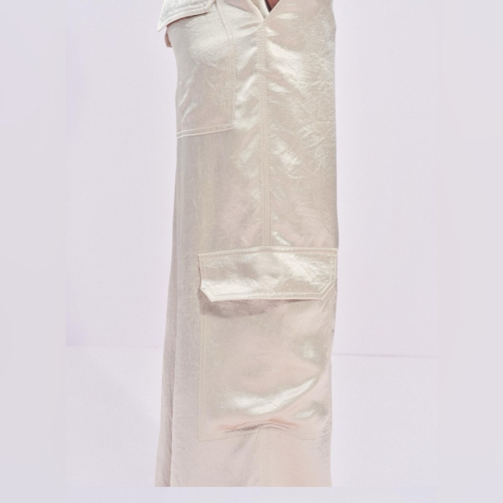 ZARA DRAPED SATIN EFFECT PANTS COLLECTION ELEGANT CREAM TOP SIZE M - Picture 6 of 13